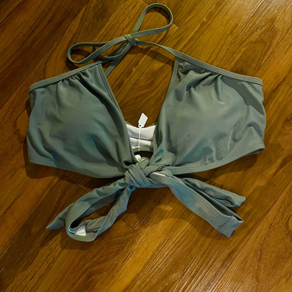 Sage Green Tie-Front Bikini Top